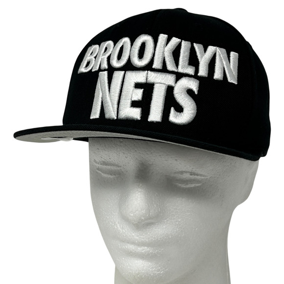 Brooklyn Nets Hat Cap Spellout NBA Basketball Mitchell & Ness Snapback Black - Picture 1 of 10